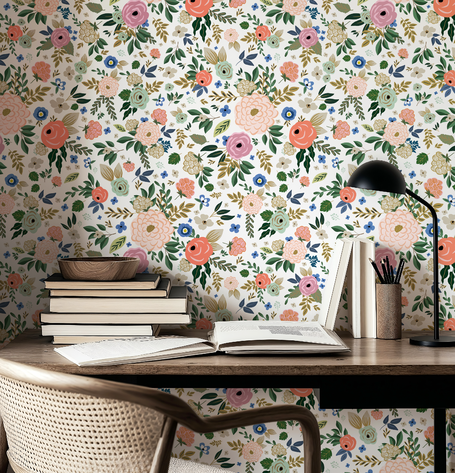 Vibrant Hand-Drawn Floral Wallpaper