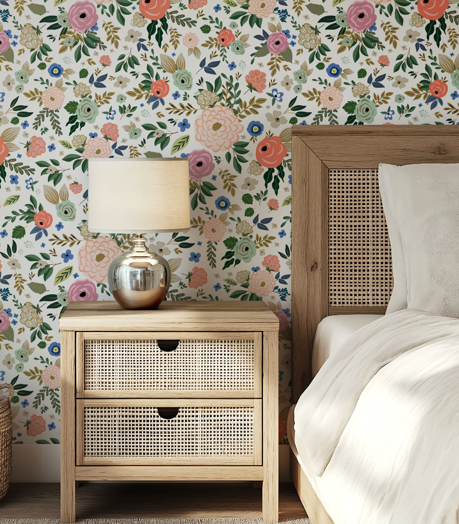 Vibrant Hand-Drawn Floral Wallpaper
