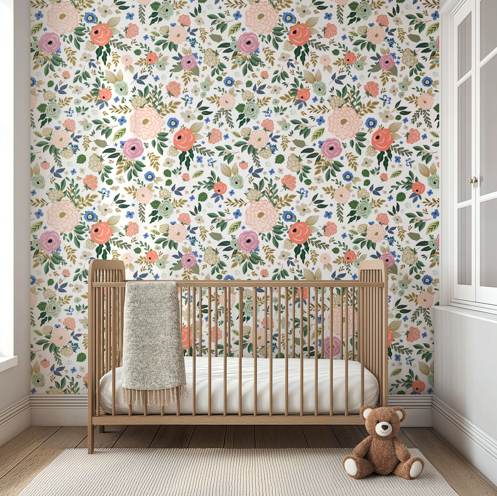 Vibrant Hand-Drawn Floral Wallpaper