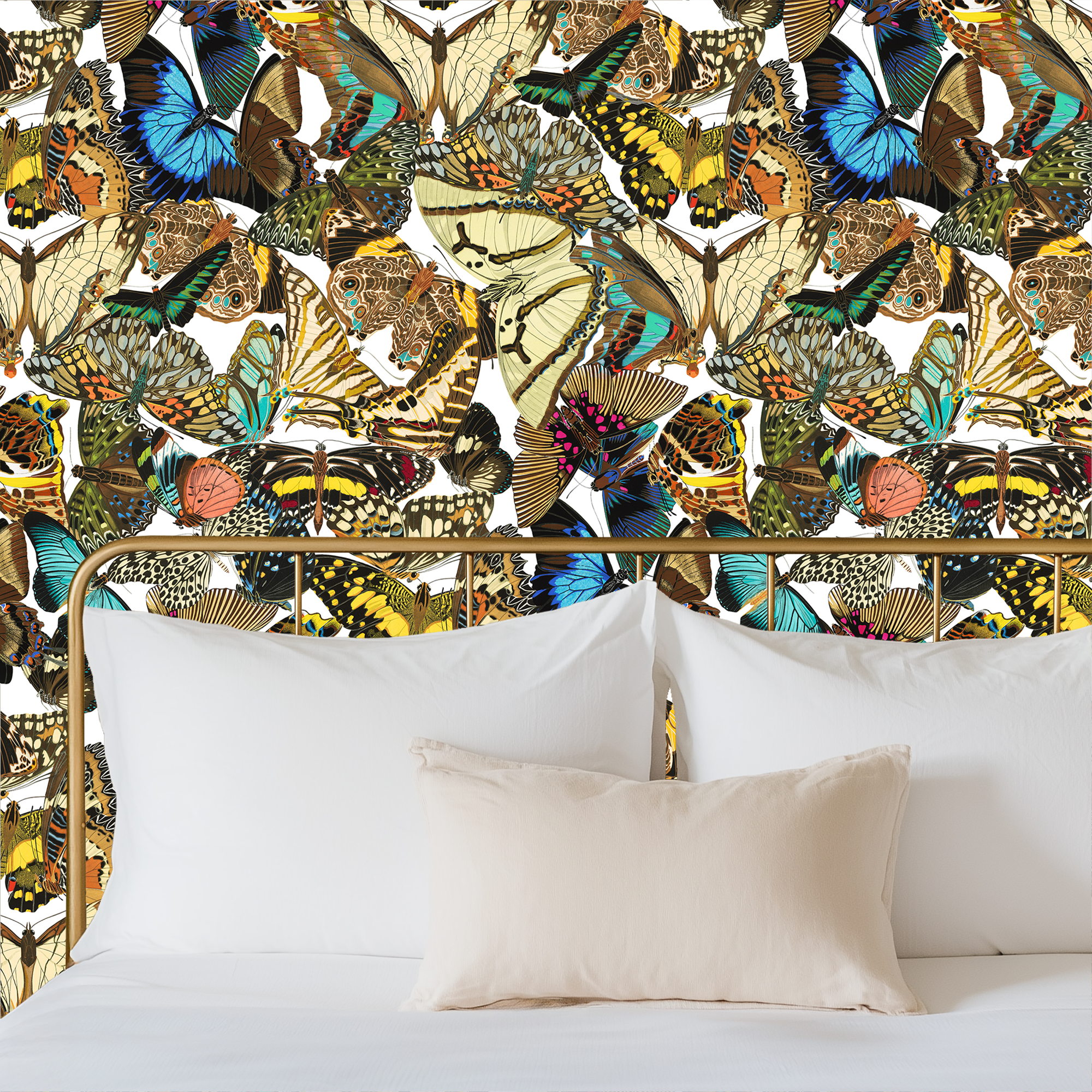 Butterfly Cabinet Wallpaper White