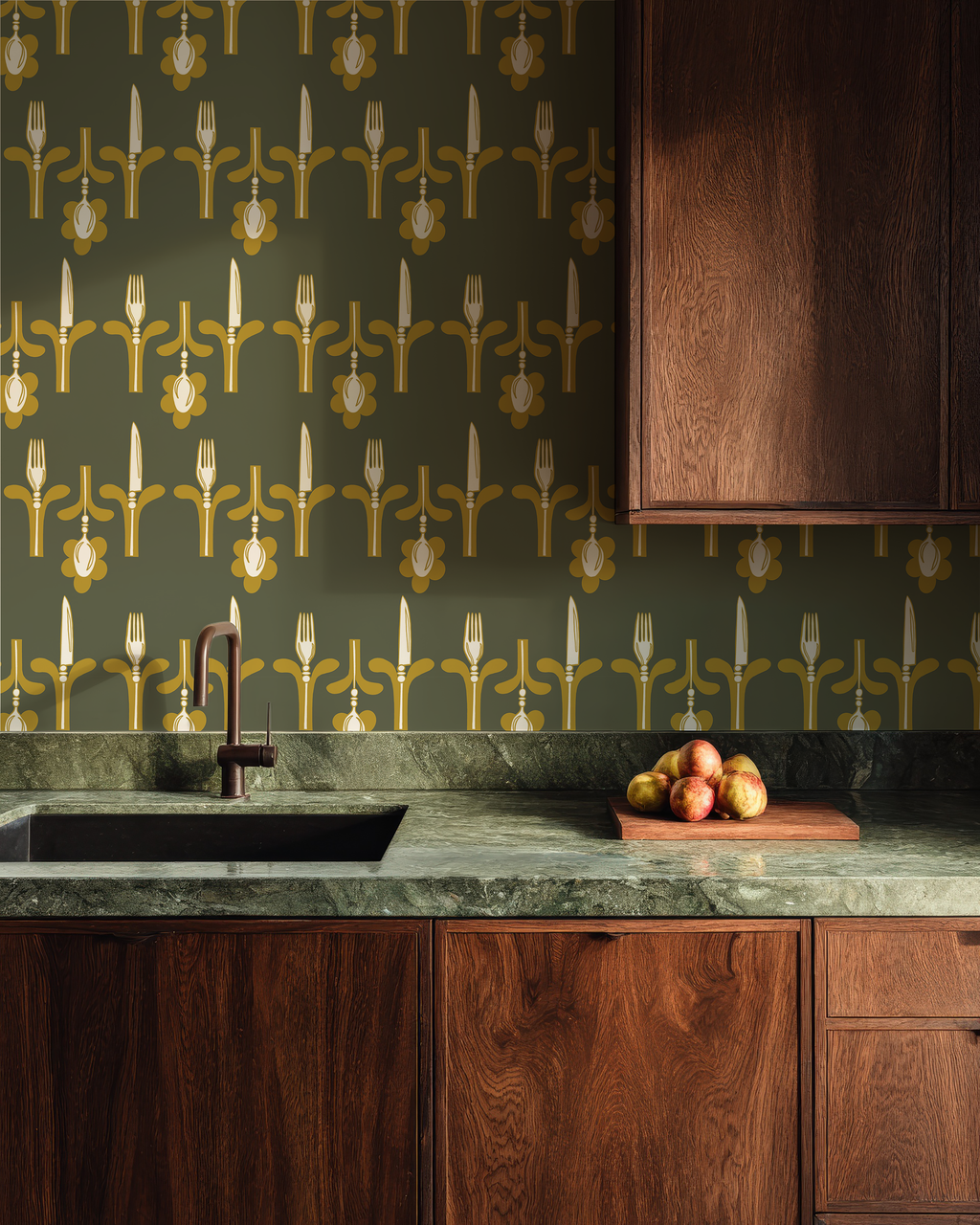Dinner Party Olive & Gold Wallpaper - Image 8 by RebelMod