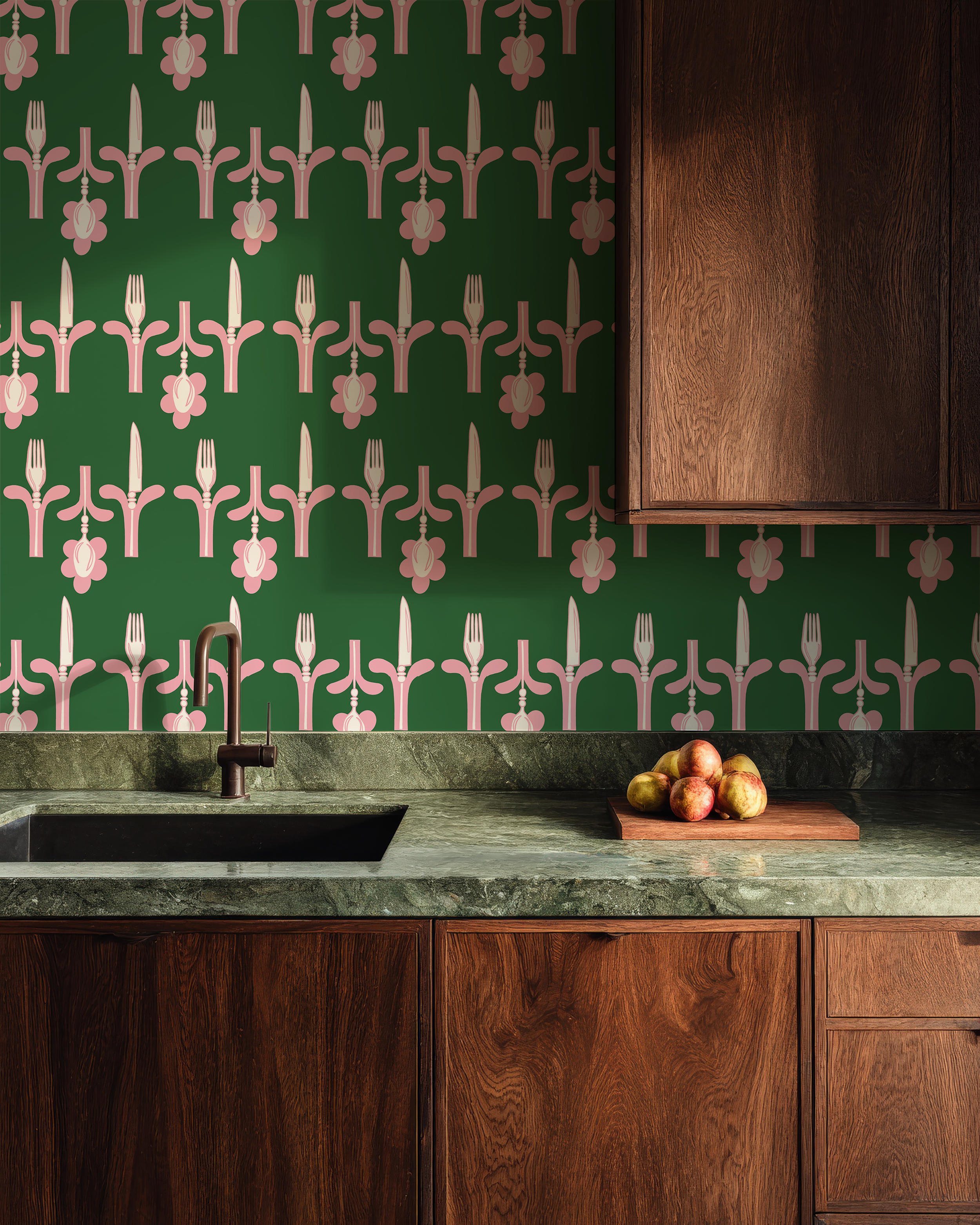 Dinner Party Green & Pink Wallpaper - Image 8 by RebelMod